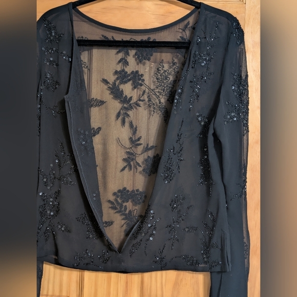 J Kara Black Sequin Embellished Blouse - Picture 4 of 10